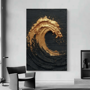 Contemporary Luxe Art | Gilded Midnight Wave