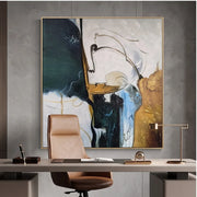 Abstract Art | Teal & Gold Abstract Wall Art
