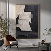 Wabi-Sabi Art | Textured Black & Neutral Abstract Wall Art
