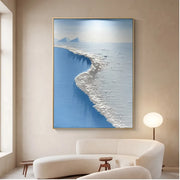 3D-Textured Art | Textured Blue Coastal Landscape Wall Art