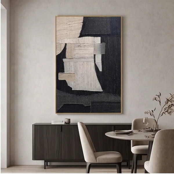 Wabi-Sabi Art | Textured Black & Neutral Abstract Wall Art