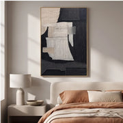 Wabi-Sabi Art | Textured Black & Neutral Abstract Wall Art