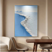 3D-Textured Art | Textured Blue Coastal Landscape Wall Art
