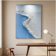 3D-Textured Art | Textured Blue Coastal Landscape Wall Art