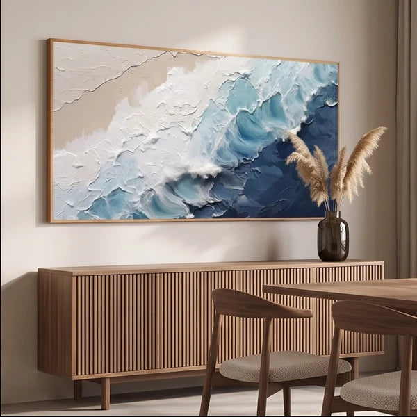 3D-Textured Art | Textured Blue Ocean Wall Art