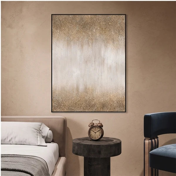 Minimalist Wall Art | Textured Gold & White Abstract Wall Art