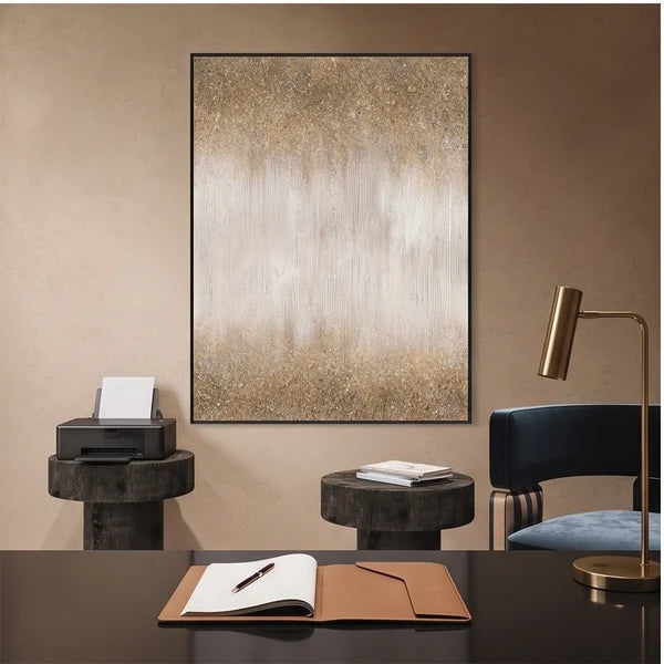 Minimalist Wall Art | Textured Gold & White Abstract Wall Art