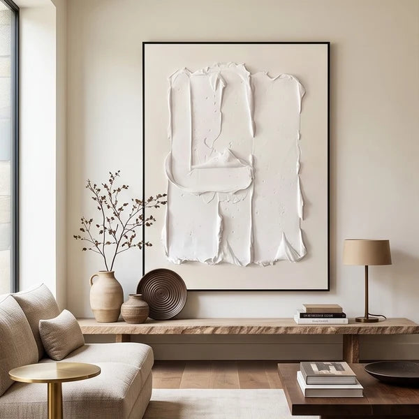 Minimalist Wall Art | White Textured Abstract Wall Art