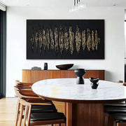 3D-Textured Art | Black & Gold Abstract Wall Art