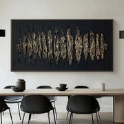 3D-Textured Art | Black & Gold Abstract Wall Art