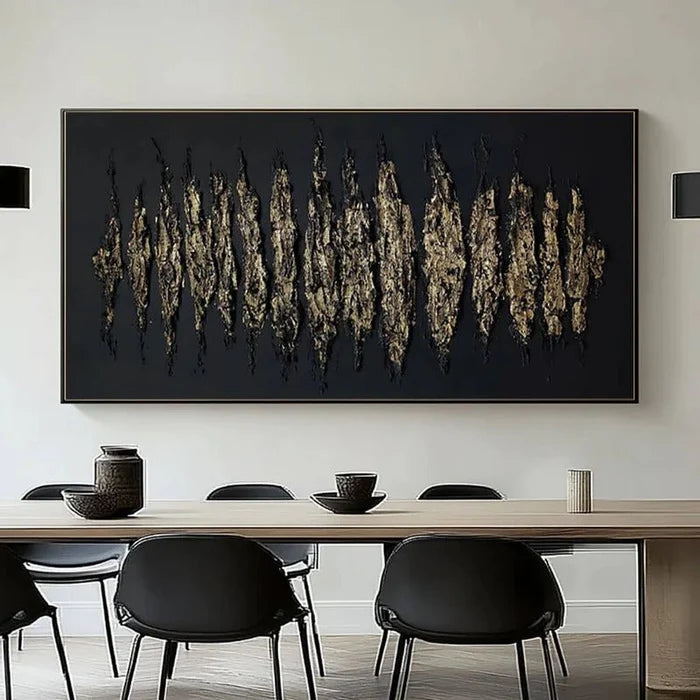 3D-Textured Art | Black & Gold Abstract Wall Art