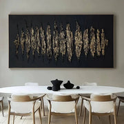 3D-Textured Art | Black & Gold Abstract Wall Art