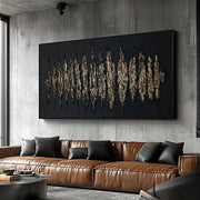 3D-Textured Art | Black & Gold Abstract Wall Art