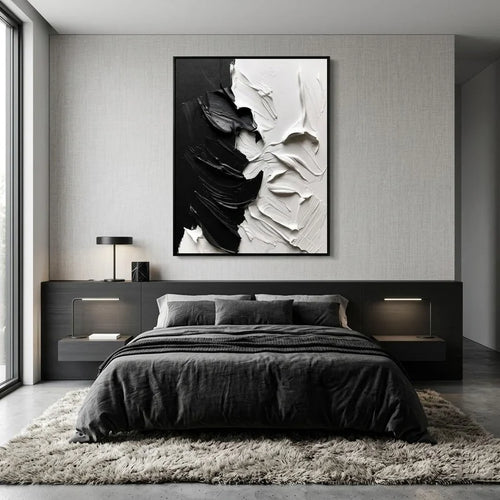 3D-Textured Art | Black & White Textured Painting