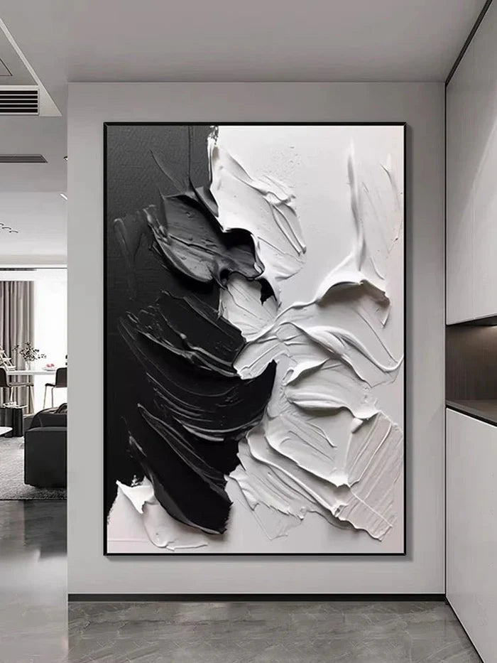 3D-Textured Art | Black & White Textured Painting