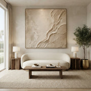 3D Abstract Art | Beige Flow Texture Abstract Painting