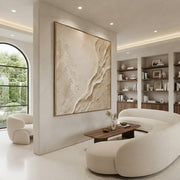 3D Abstract Art | Beige Flow Texture Abstract Painting