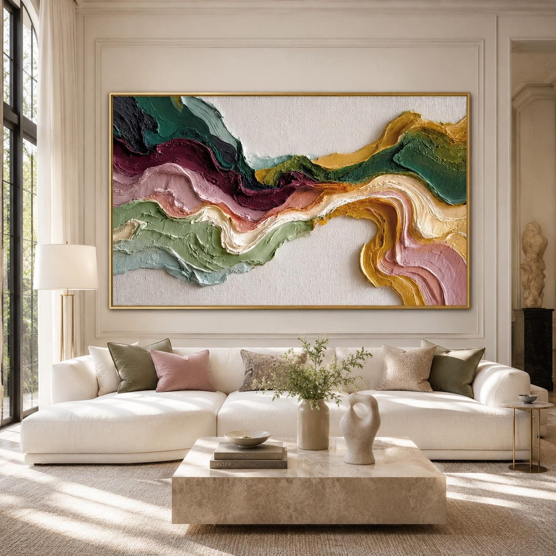 3D-Textured Art | Textured Earth Tone Wave Wall Art