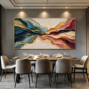 3D-Textured Art | Colorful Wave Large Abstract Oil Painting