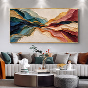 3D-Textured Art | Colorful Wave Large Abstract Oil Painting
