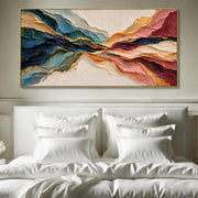 3D-Textured Art | Colorful Wave Large Abstract Oil Painting