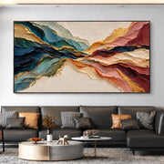 3D-Textured Art | Colorful Wave Large Abstract Oil Painting