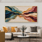 3D-Textured Art | Colorful Wave Large Abstract Oil Painting