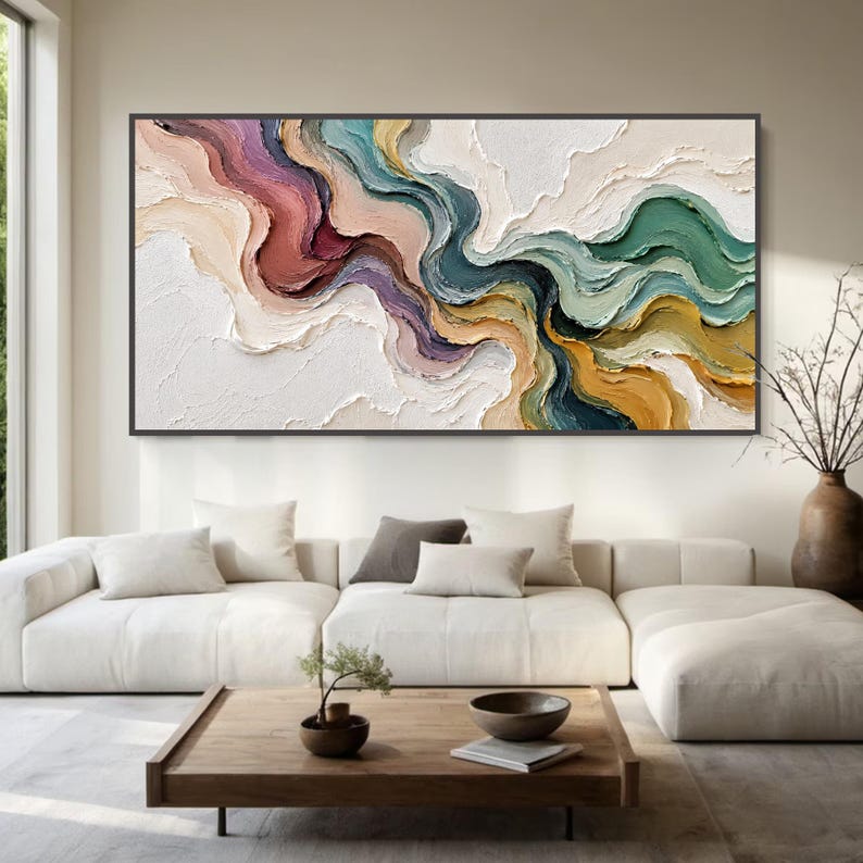 3D-Textured Art | Neutral Abstract Oil Painting
