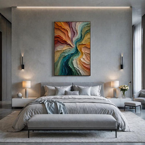 3D-Textured Art | Colorful Abstract Oil Painting