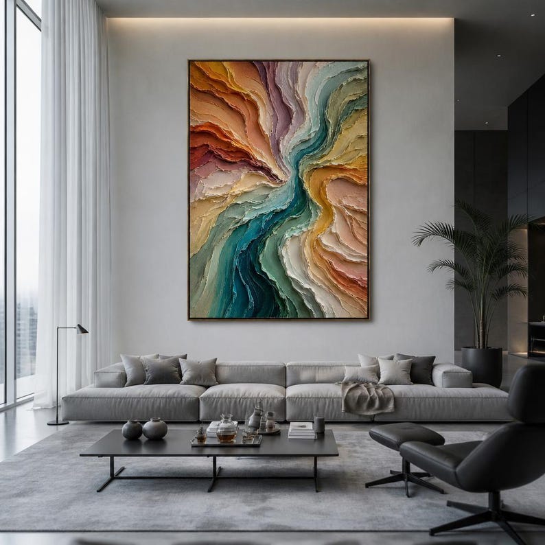 3D-Textured Art | Colorful Abstract Oil Painting
