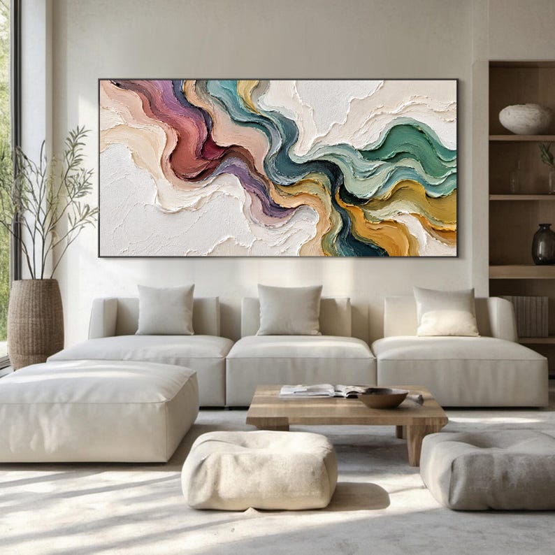 3D-Textured Art | Neutral Abstract Oil Painting