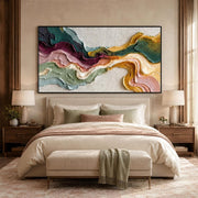3D-Textured Art | Textured Earth Tone Wave Wall Art