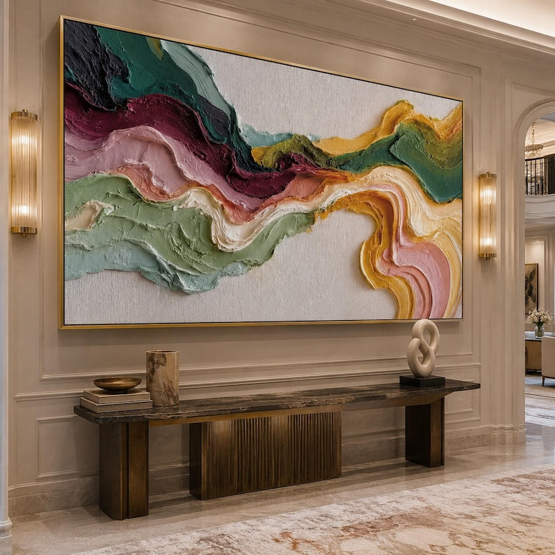3D-Textured Art | Textured Earth Tone Wave Wall Art