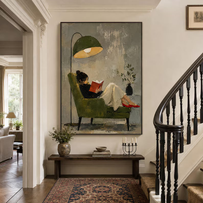 Vintage Americana Art | Healing Reading Girl