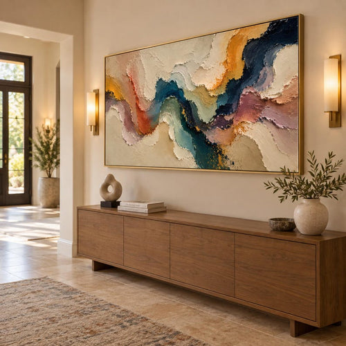 3D-Textured Art | Colorful wave wall painting