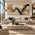 3D-Textured Art ｜Colorful wave wall painting