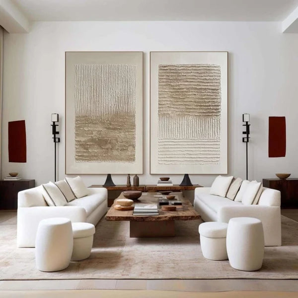 Wabi-Sabi Art | Minimalist Vertical Abstract Canvas Set