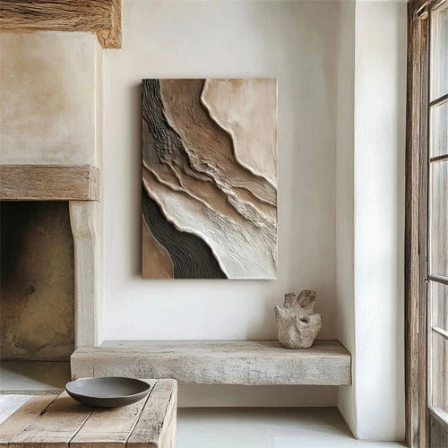 3D-Textured Art | Neutral Abstract Wall Art