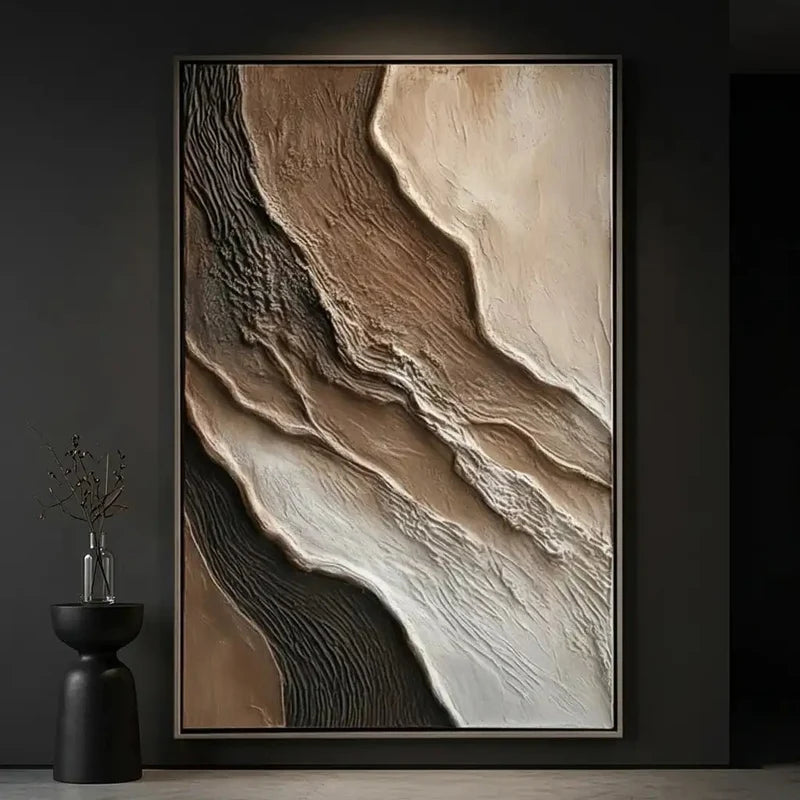 3D-Textured Art | Neutral Abstract Wall Art