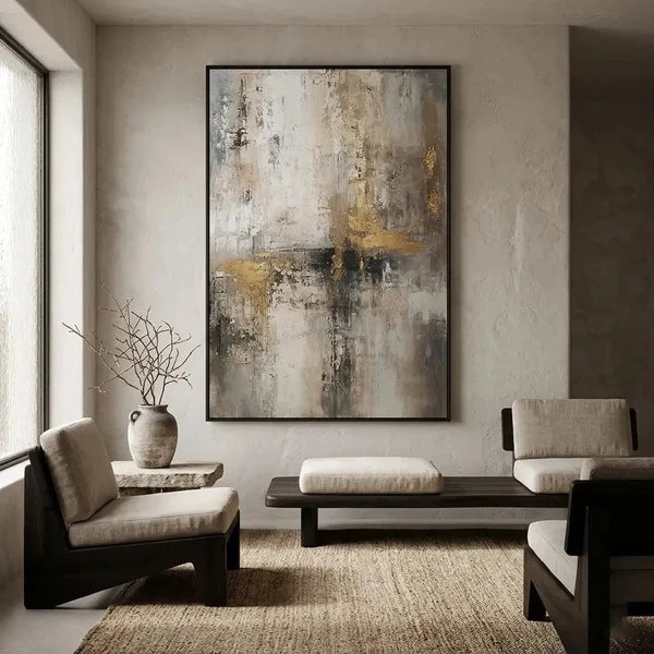 Wabi-Sabi Art | Neutral Gold Abstract Wall Art