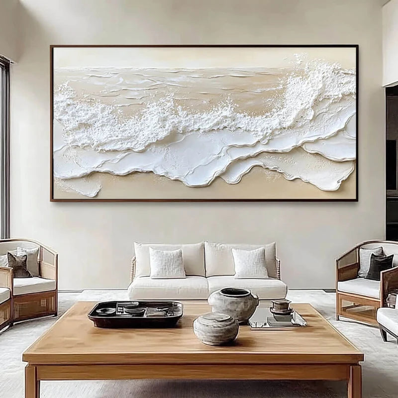3D-Textured Art | Neutral Seascape Wall Art