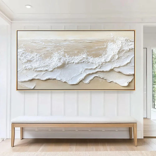 3D-Textured Art | Neutral Seascape Wall Art
