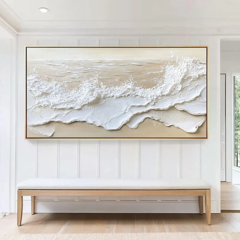 3D-Textured Art | Neutral Seascape Wall Art
