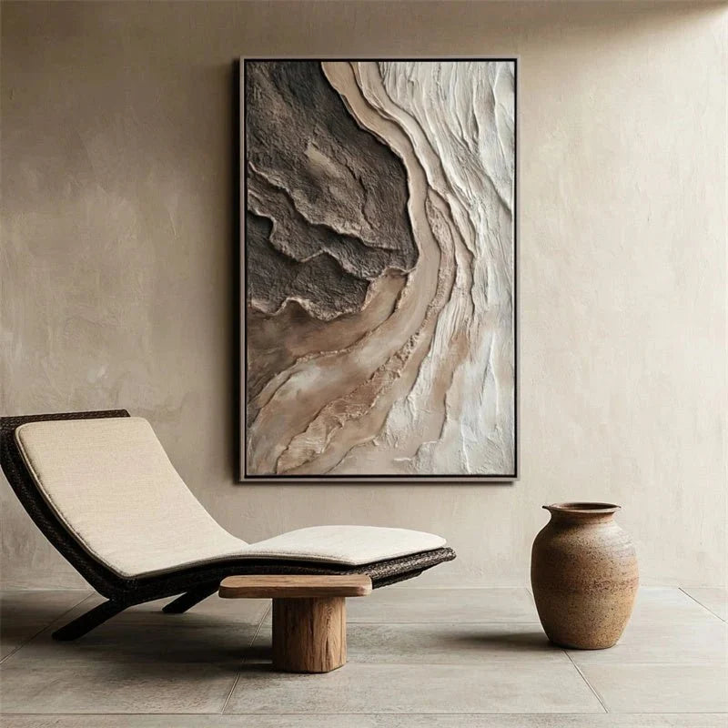 3D-Textured Art | Neutral Textured Abstract Wall Art