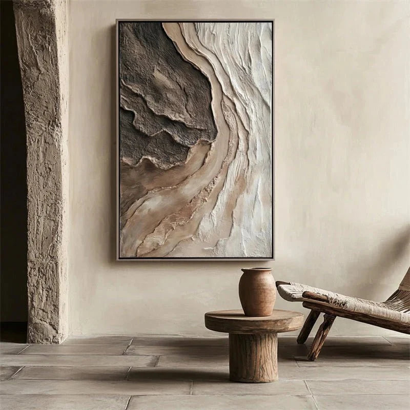 3D-Textured Art | Neutral Textured Abstract Wall Art