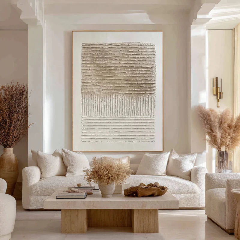 3D-Textured Art | Neutral Textured Abstract Wall Art